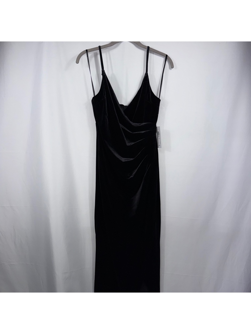 Premier Amour Black Velvet Cowl Neck Dress Size 6 NWT